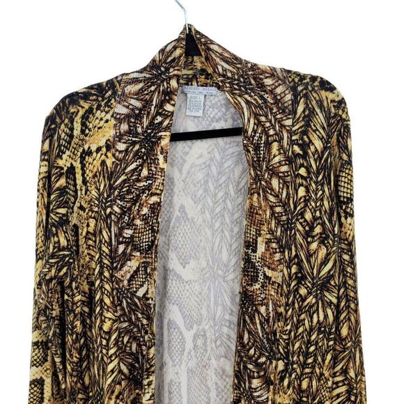Vintage Alberto Makali Artsy Snake Open Cardigan L Golden Duster Sweater Beaded - Picture 4 of 11